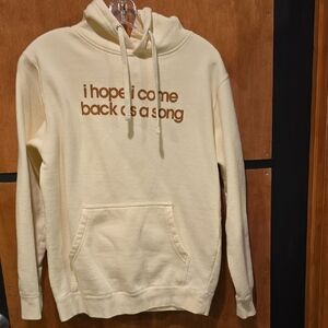 Cream Hoodie with Text Design